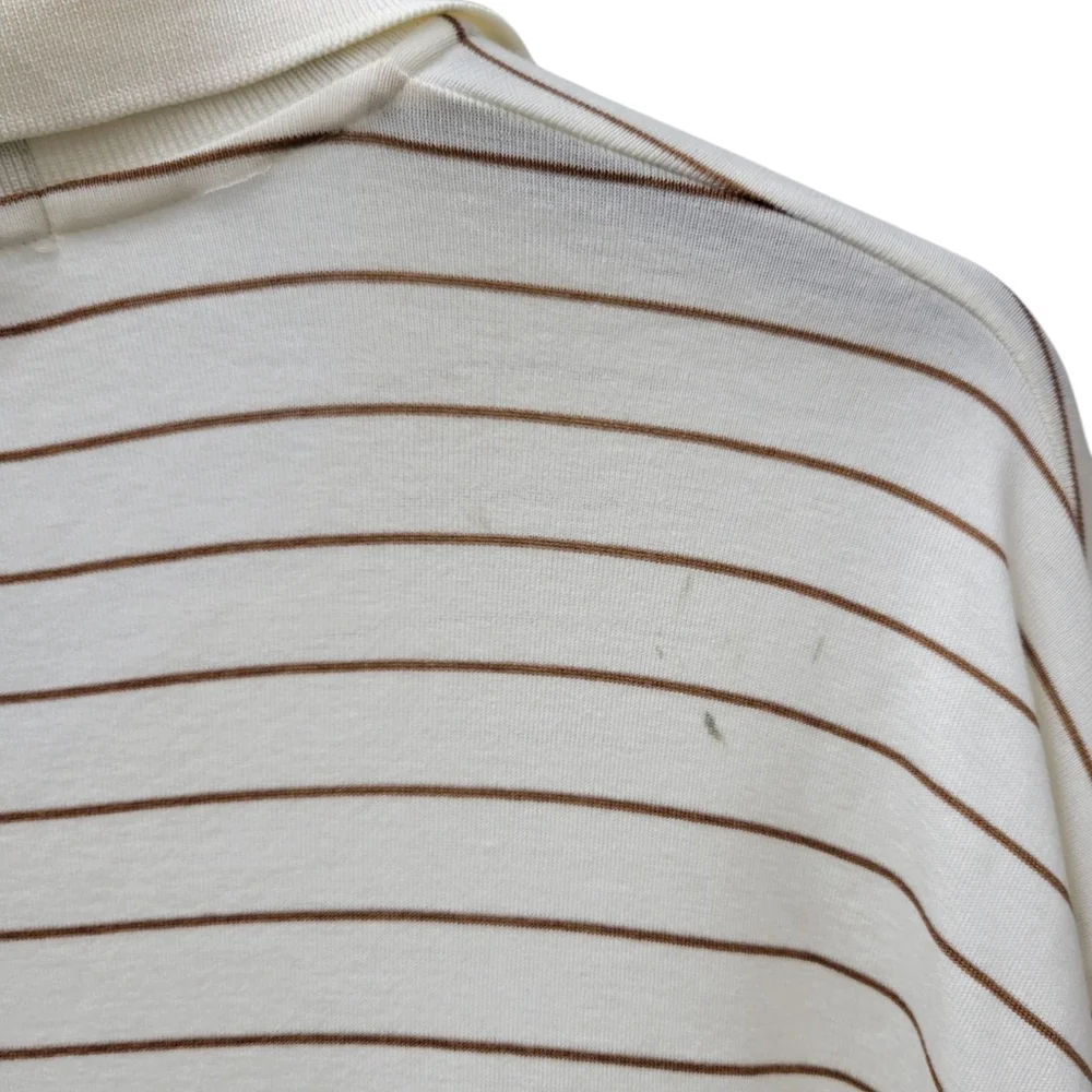 Polo Ralph Lauren Men's Long-Sleeves Beige Brown Stripe Cotton Shirt Large